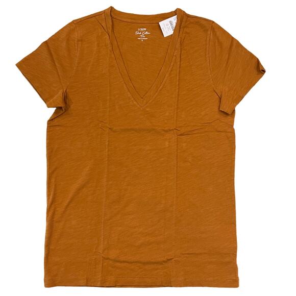 NWT J. Crew Vintage Amber Gold Vintage Slub Cotton V-Neck Tee - Picture 2 of 8